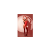 Body en résille rouge, orné de strass avec menottes assorties – Mapalé